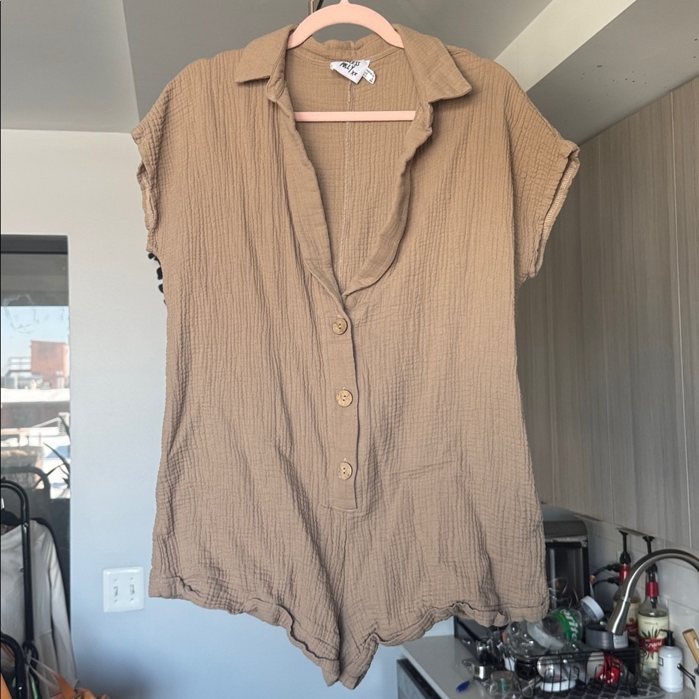 Princess Polly Salt Lake Romper Beige - Picture 5 of 10